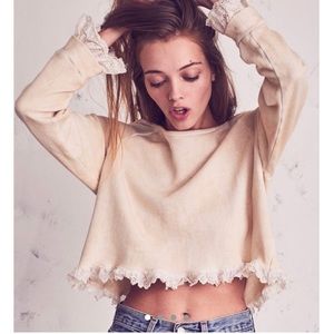 Loveshackfancy Piper Sweatshirt XS Antique Cream